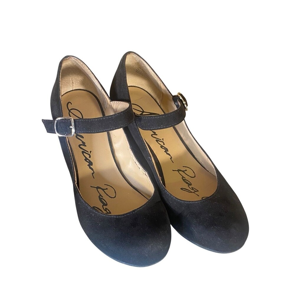 American Rag Mary Jane Pumps Faux Suede Closed Toe Ankle Strap MEESHA SZ 7.5